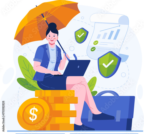 Insurance illustration pack in modern flat style. Includes health, car, home, travel, life, and financial protection concepts. Perfect for websites, apps, presentations, infographics, and corporate pr