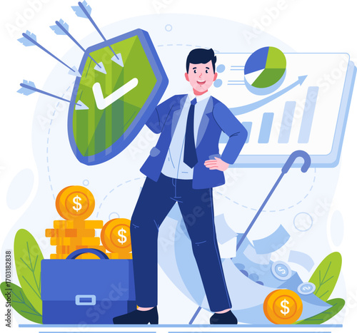 Insurance illustration pack in modern flat style. Includes health, car, home, travel, life, and financial protection concepts. Perfect for websites, apps, presentations, infographics, and corporate pr