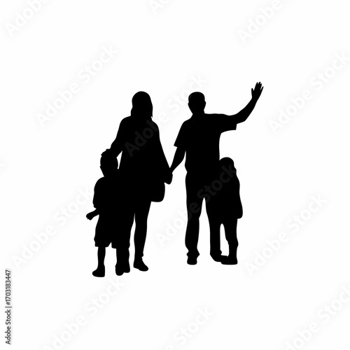 Parents guiding children to greet guests politely a welcoming family scene