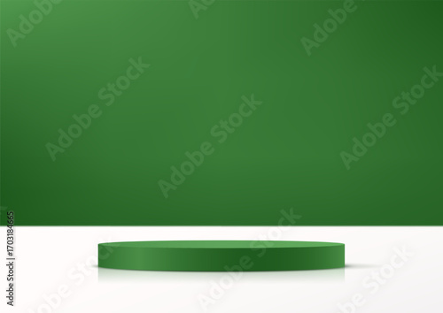 Green background vector 3d with podium Space for selling products on the website. Abstract wallpaper design with copy space to display your products. Vector illustration.