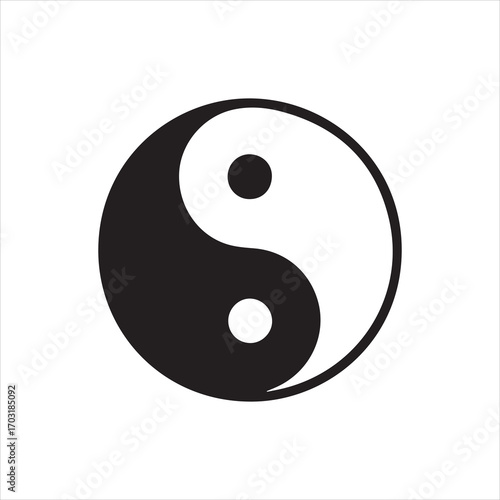 Yin Yang Balance icon silhouette vector with white background