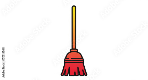 Colorful Cleaning Broom Icon