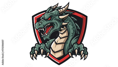 Powerful Green Dragon Mascot Logo Illustration for Gaming, eSports Teams, and Modern Digital Branding Design