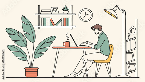 Person Working on Laptop in Home Office.