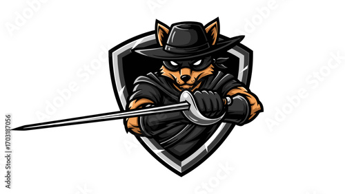 Foxy Mascot Logo Illustration  Zorro-Inspired Espionage Character Design