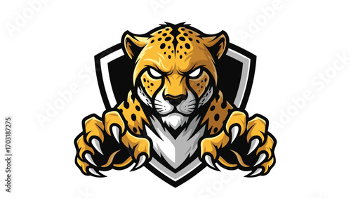 Dynamic Golden Cheetah Mascot Logo Illustration for Esport Teams, Sports Clubs, and Gaming Communities - Fierce Wildcat Design