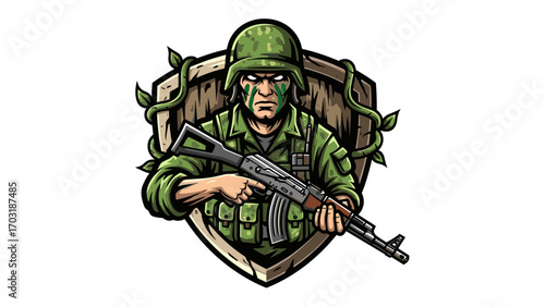 Modern Military Soldier Mascot Logo Illustration for Gaming and Esports Teams