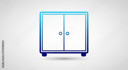 Modern blue outline wardrobe icon symbolizing storage solutions and organized living spaces, perfect for interior design and home organization concepts.