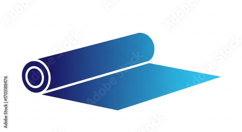 Dynamic blue roll unfurling with modern gradient, perfect for design, manufacturing, or abstract concepts, creating a sense of progress and innovation.