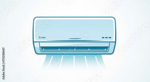 Cooling comfort delivered with a modern air conditioner unit projecting refreshing airflow, perfect for illustrating home comfort and climate control solutions