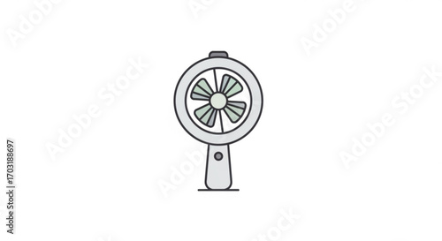 Sleek, modern handheld fan illustration providing refreshing airflow for instant relief on a warm day, perfect for personal cooling solutions and summer comfort.