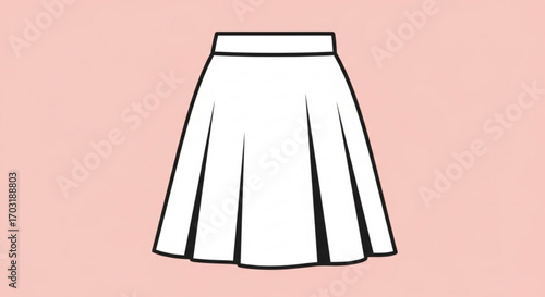 Chic pleated white skirt design perfect for fashion editorials, style guides, and creative clothing concepts, offering a clean and modern aesthetic for designers and brands.