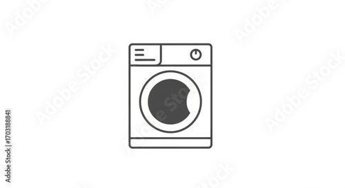 Modern minimalist washing machine icon for clean laundry solutions and home appliance concepts, perfect for websites and apps