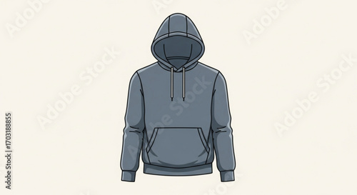 Classic grey hooded sweatshirt with front pocket and adjustable drawstrings perfect for casual wear and comfortable layering