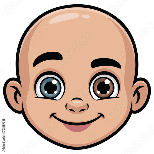 Cartoon Illustration of a Bald Overweight Man in Casual Clothes