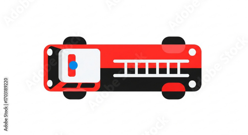 Bold red fire engine with ladder graphic ready for emergency response action, conveying safety and heroism
