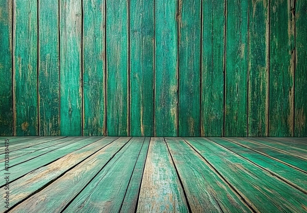 Fototapeta premium Green wooden wall texture background, green color, green wooden planks, green background, green wood banner background