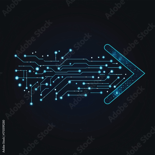 Vector circuit board arrow to the right , vector style simple color