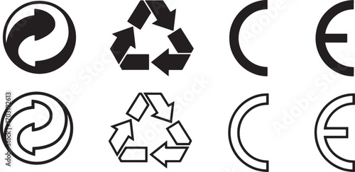 recycling symbol, euro symbol, currency, finance, eco friendly, environment, conservation, circular economy, arrows, triangle, black, white, outline, icon, graphic, design, symbol, sign, technology, b