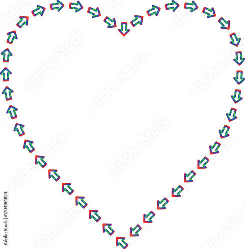Heart frame composed of colorful arrows border