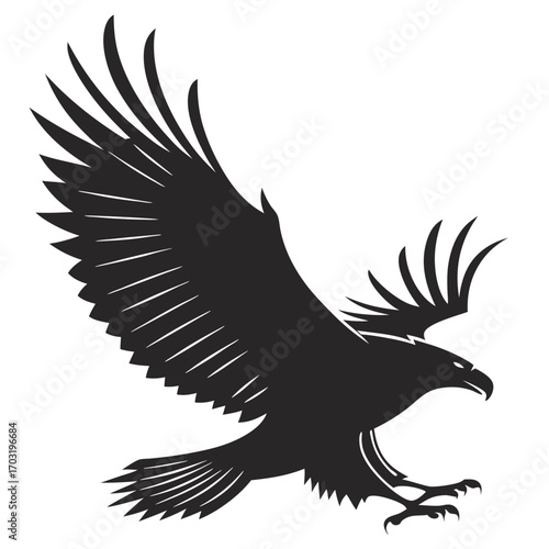 Majestic eagle soaring gracefully through the sky with outstretched wings in flight.