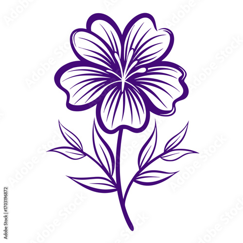 scaevola purple fanfare line art vector  illustration isolated on white