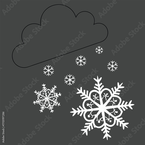 Snowflake falling from a cloud illustration.