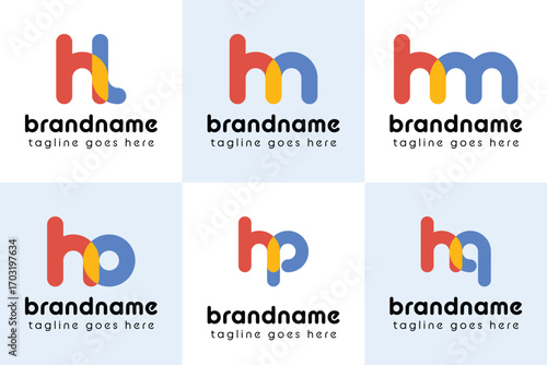 Letters hl hn hm ho hp hq Playful Logo, represent a fun, energetic, and joy
