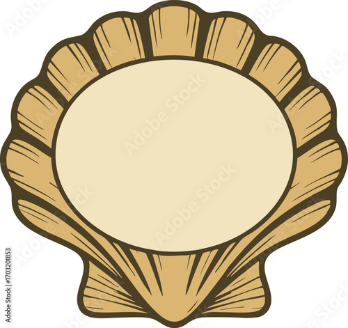 Seashell frame with circular blank center