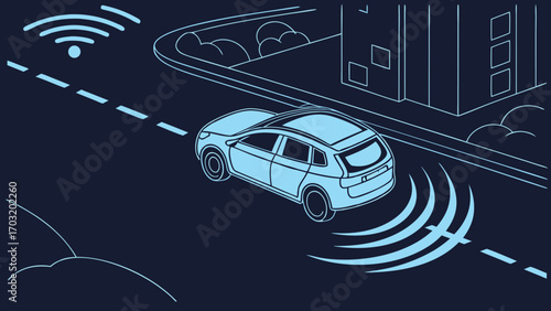 Autonomous Vehicle Navigating City Streets with Wireless Connectivity.