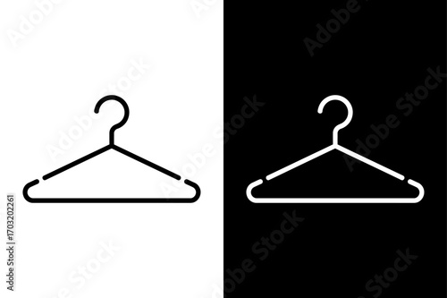 Flat Clothes Hanger Icon Design. Garment Accessory Wardrobe Item Vector