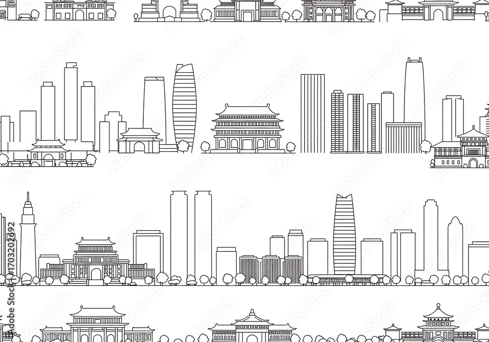 Obraz premium Beijing's Rhythmic Skyline