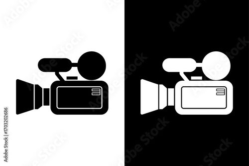 Video Camera Icon Vector Set in Simple Black and White Design