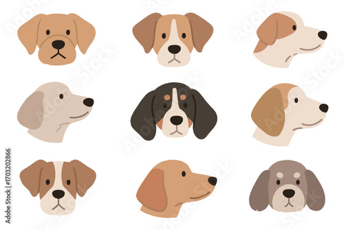 Various Dog Breeds A Collection of Illustrated Canine Faces