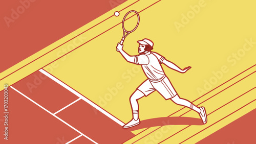 Man playing tennis with a racket in a sports game.