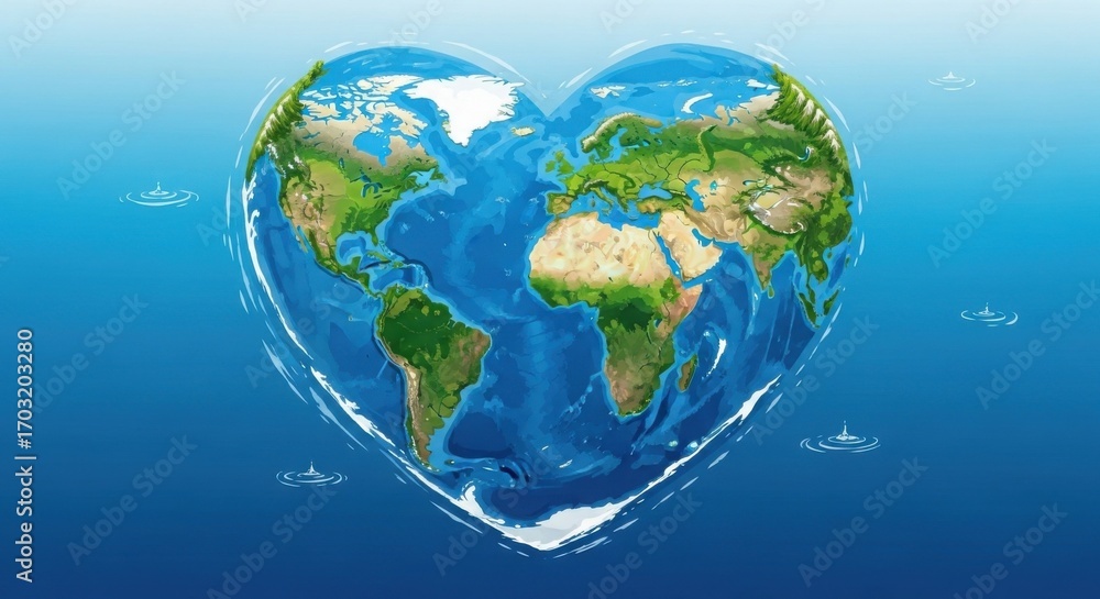 Fototapeta premium Heartshaped Earth World Environment Day