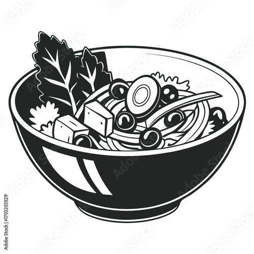 Delicious Asian Noodle Bowl with Fresh Ingredients.