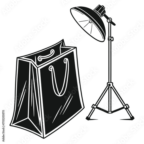 Illustration of a Shopping Bag and Studio Light.