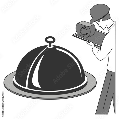 A person is taking a picture of a covered food dish.