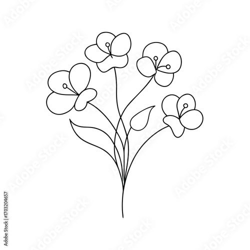 Delicate violet flower stems bloom blossom
