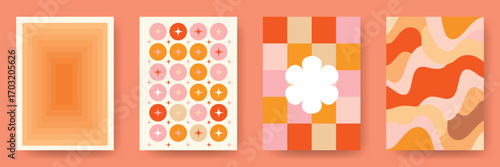 Geometric style concept design of summer bright covers, cards and posters for branding, corporate identity, social media advertising, promotional templates, and stylish modern marketing visuals