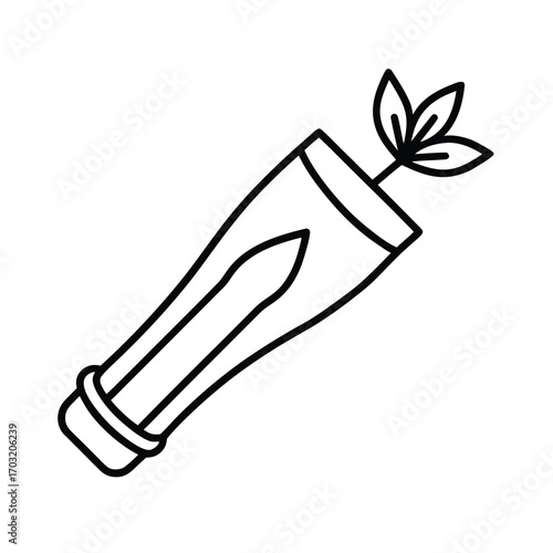 Herbal toothpaste tube with leaves plant