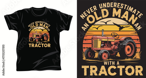 Tractors graphic vector t shirt design print.