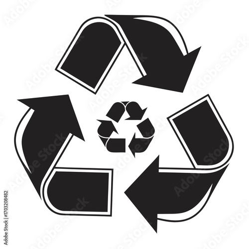 Recycle symbol arrows circular loop process.