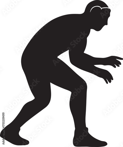 Wrestler silhouette vector showing athletic pose, perfect for sports and fitness designs.