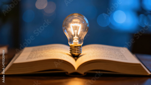 light bulb on book
