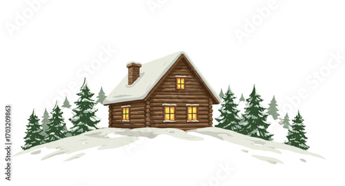 christmas house in the snow
