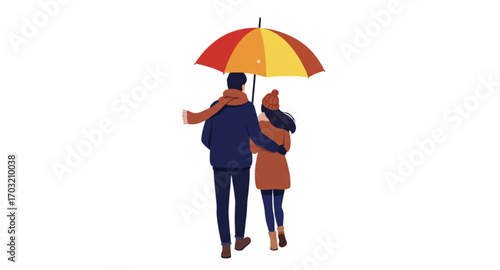young couple with umbrella
