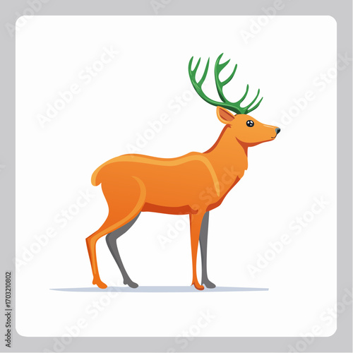 Vector illustration of a reindeer silhouette, minimal flat style, isolated on white background