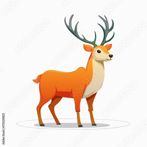 Vector illustration of a reindeer silhouette, minimal flat style, isolated on white background